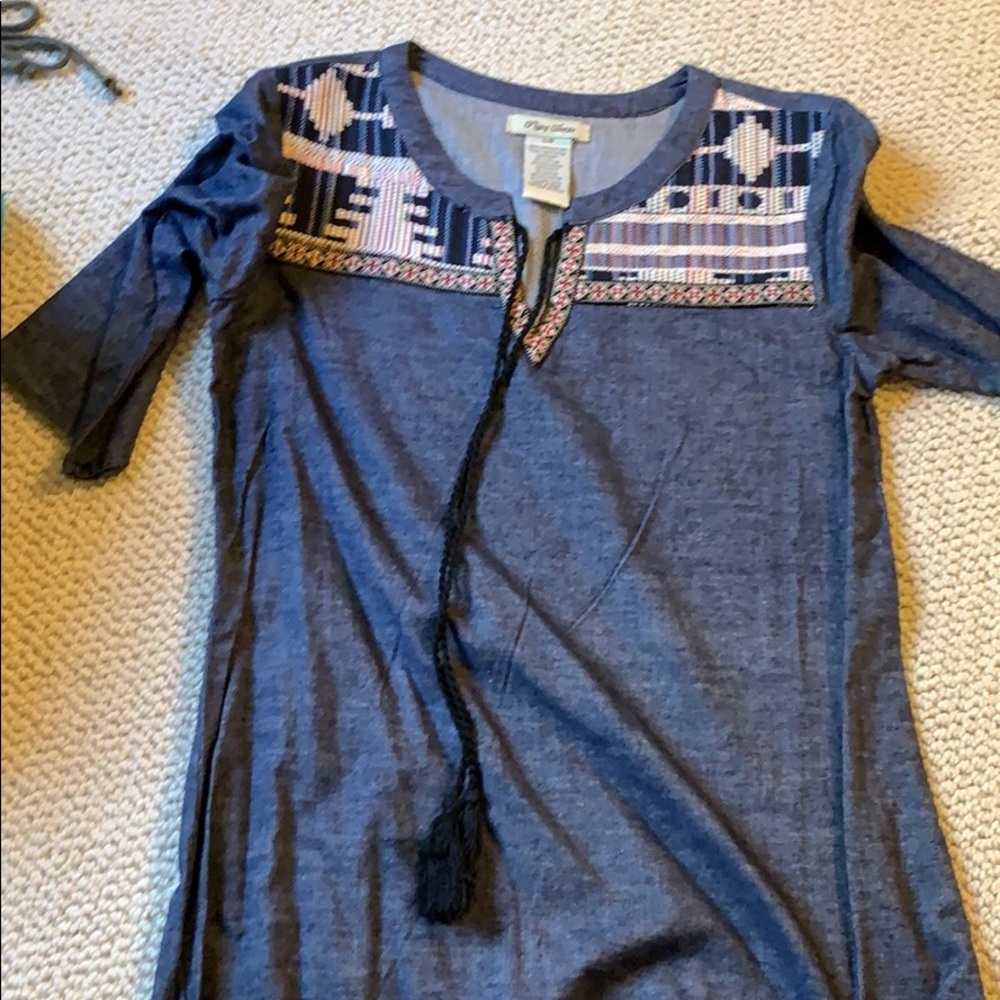 Flying tomato denim and embroidered dress